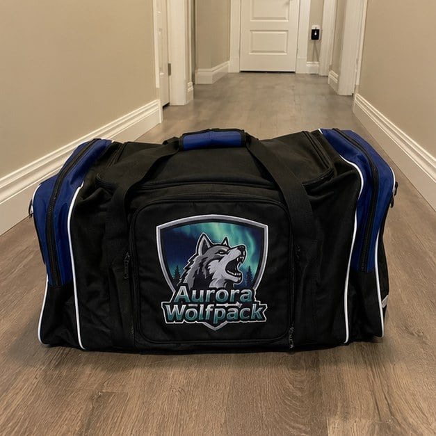 Custom hockey bags — customer photo